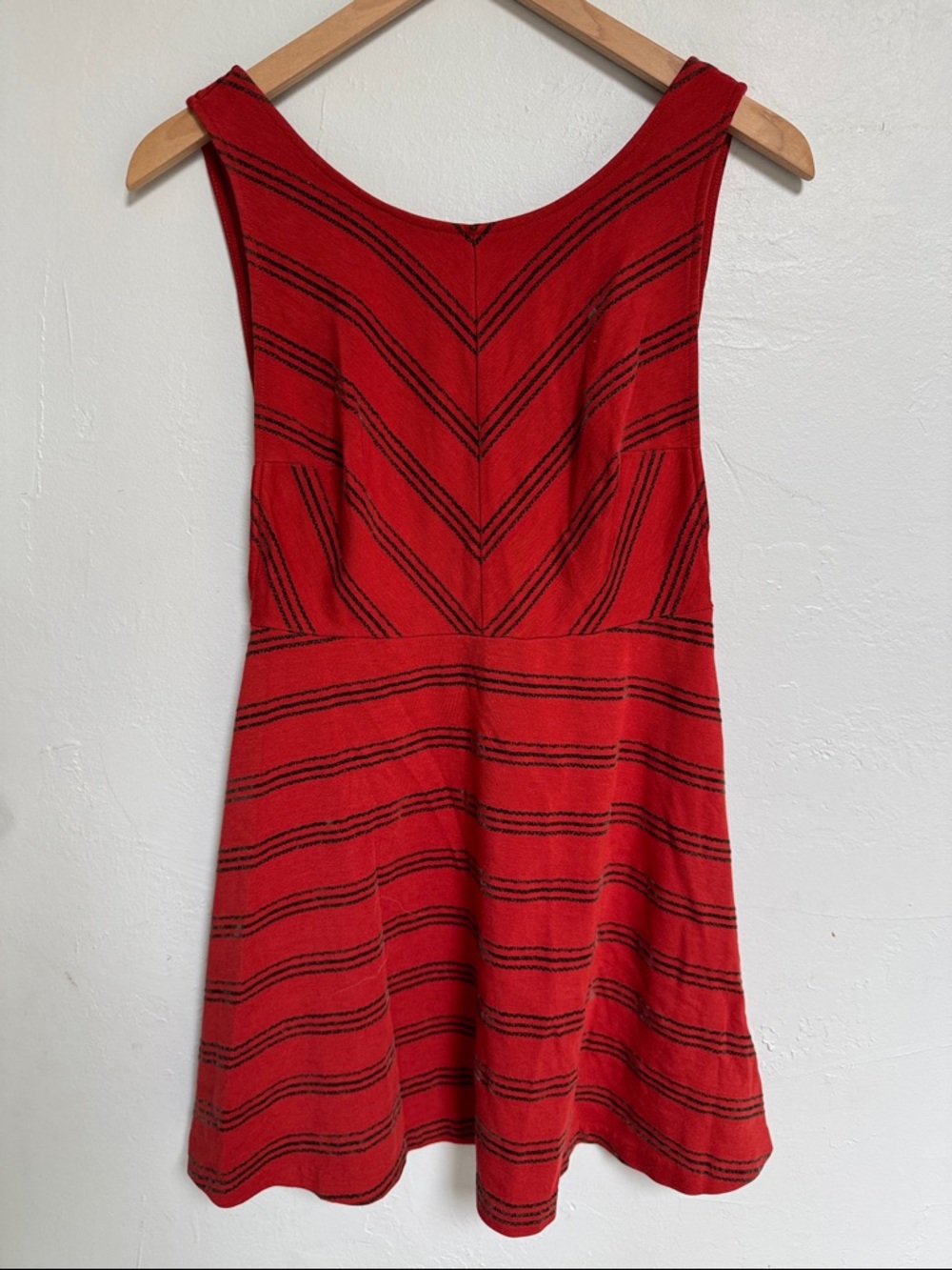Free People Red & Black Striped Sleeveless Mini Dress
